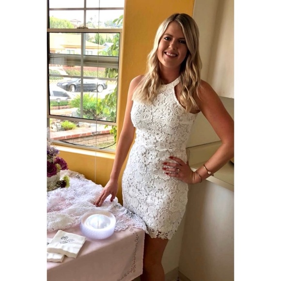 Lulu's Love Poem Ivory Lace Mini Dress, White, sz Medium - Picture 11 of 15